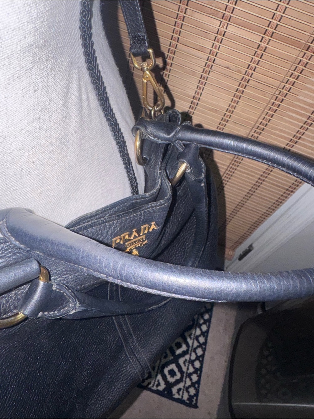 Prada Vitello Daino Leather Black Vitello with Gold Hardware - Picture 4 of 12